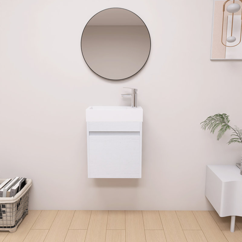 18'' Single Sink Vanity with 1 Door and Resin Basin Sink, White