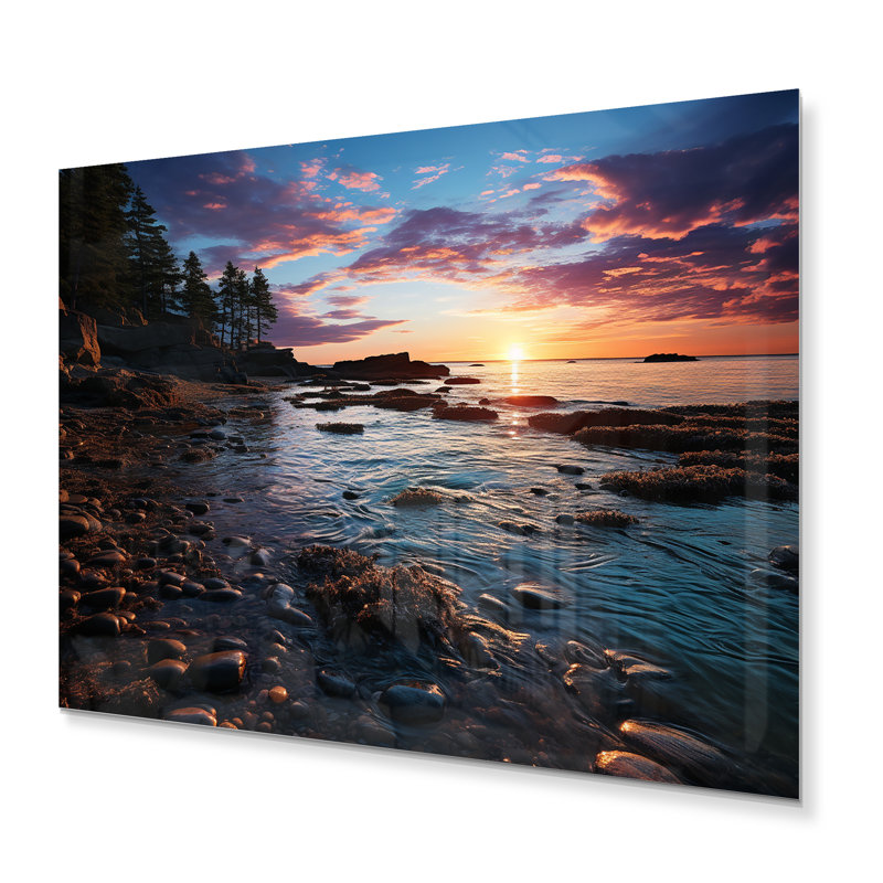 Coucher de soleil au parc national Acadia, impression sur métal, H 12 po x l 20 po 
