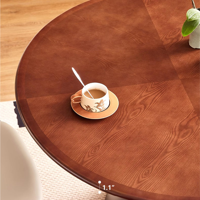 Walnut+Black Round Solid Wood Dining table, 29.53"H x 43.31"L x 43.31"W