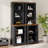 2-Piece Tall Freestanding Cabinet Set With Walnut Top, Open Storage Bookshelf With Curved Design, Anti-Tip Device-1159067822