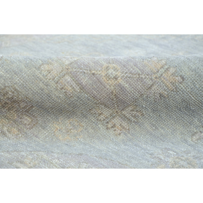 Tapis en laine noué à la main gris / ivoire, Rectangle 10 pi x 14 pi