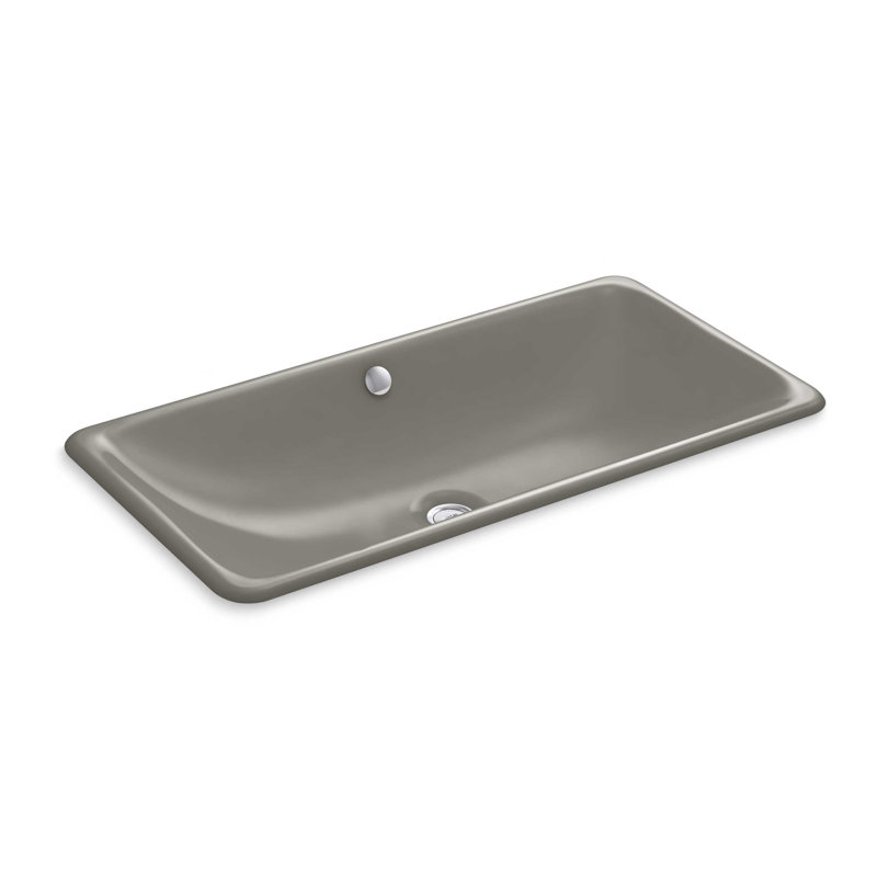 Iron Plains Trough Rectangle Dual Mount Bathroom Sink with Overflow, Cashmere