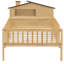 Lit plateforme en bois avec tête de lit en forme de maison, rangement à DEL et rangement intégré-409853288-409853301