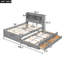 Lit plateforme en bois gris avec gigogne et tiroirs de rangement peu encombrants