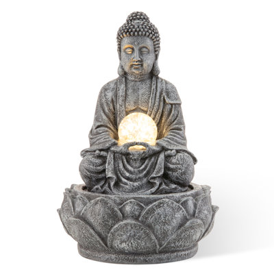 Fontaine de table 12 po en polyrésine de style zen avec pompe et lumière DEL (KD)
