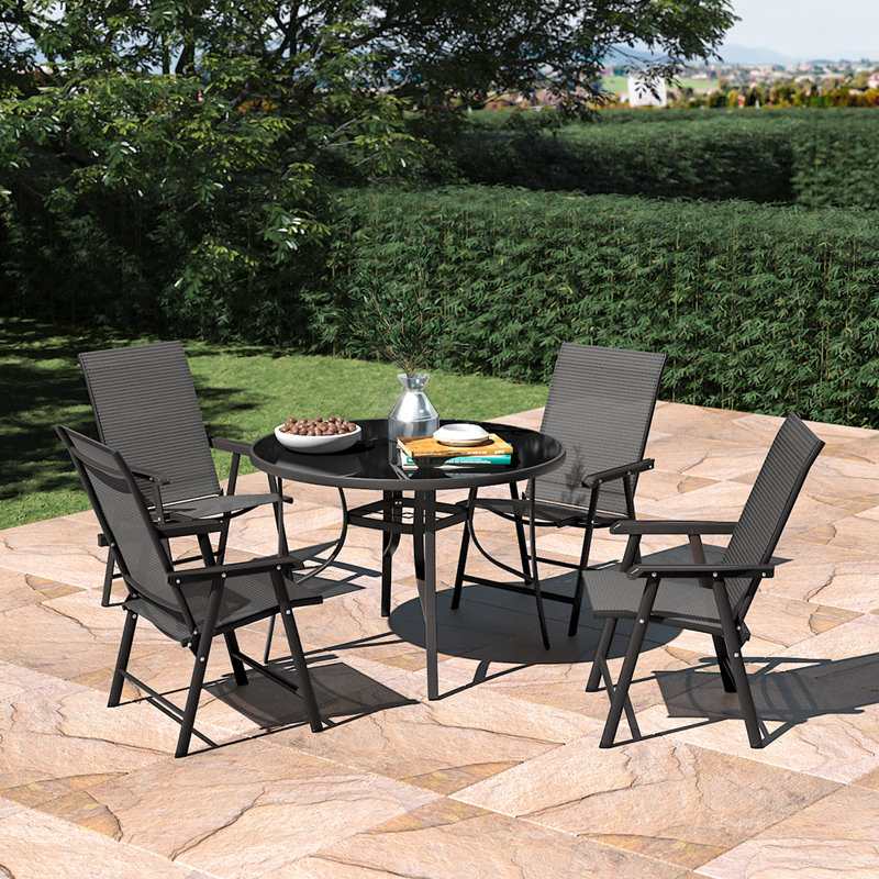 Datwon 4 - Person Patio Dining Set with Round Table