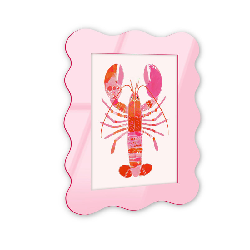 Cadre mural en acrylique Grand Lobster's Tale II par NOTORIART, H 27,5 po x l 19,5 po, Courbée, Rose
