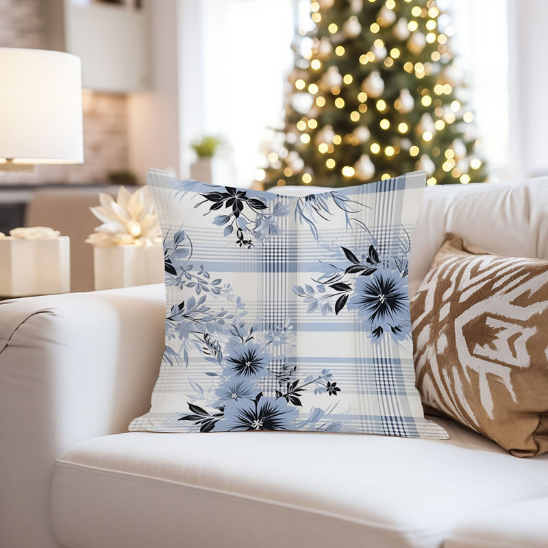 Floral Blue Winter Plaid V Modern