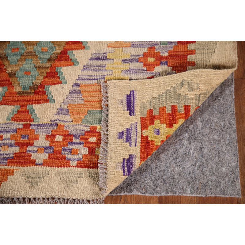 Tapis géométrique en laine Kilim 7 x 7