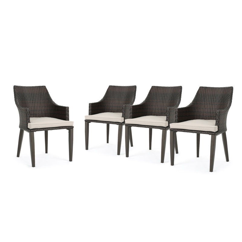 Chaises de patio avec coussins Beaumys, Structure brune / coussin beige