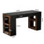Table de bar rustique de 63 pouces, table de pub à hauteur de comptoir avec tablettes Storge double face, unité de bar rectangulaire pour la cuisine, la salle à manger, le bistro