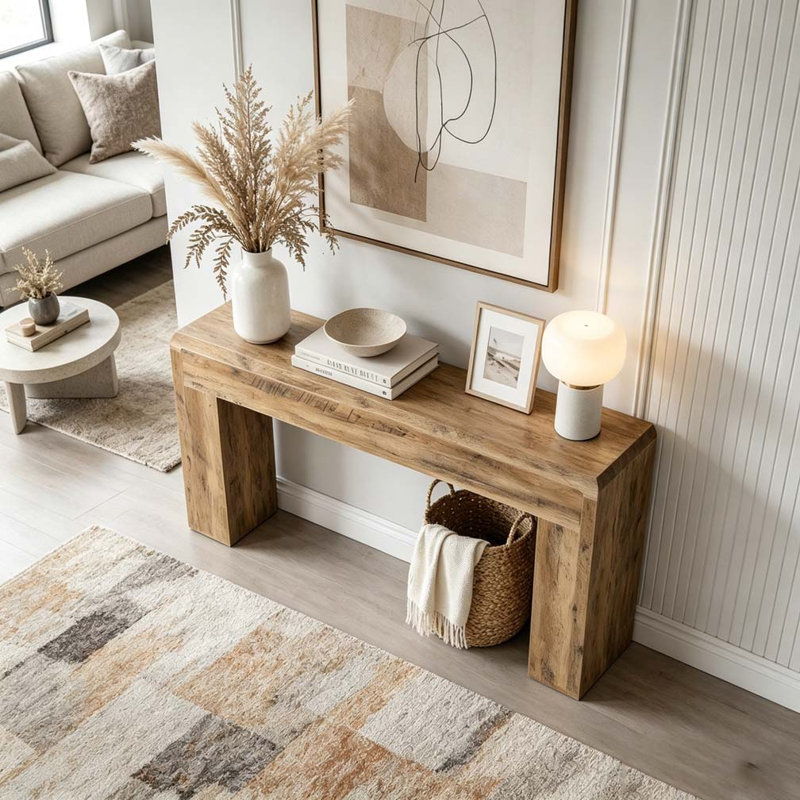 Table d'entrée en bois, console rustique