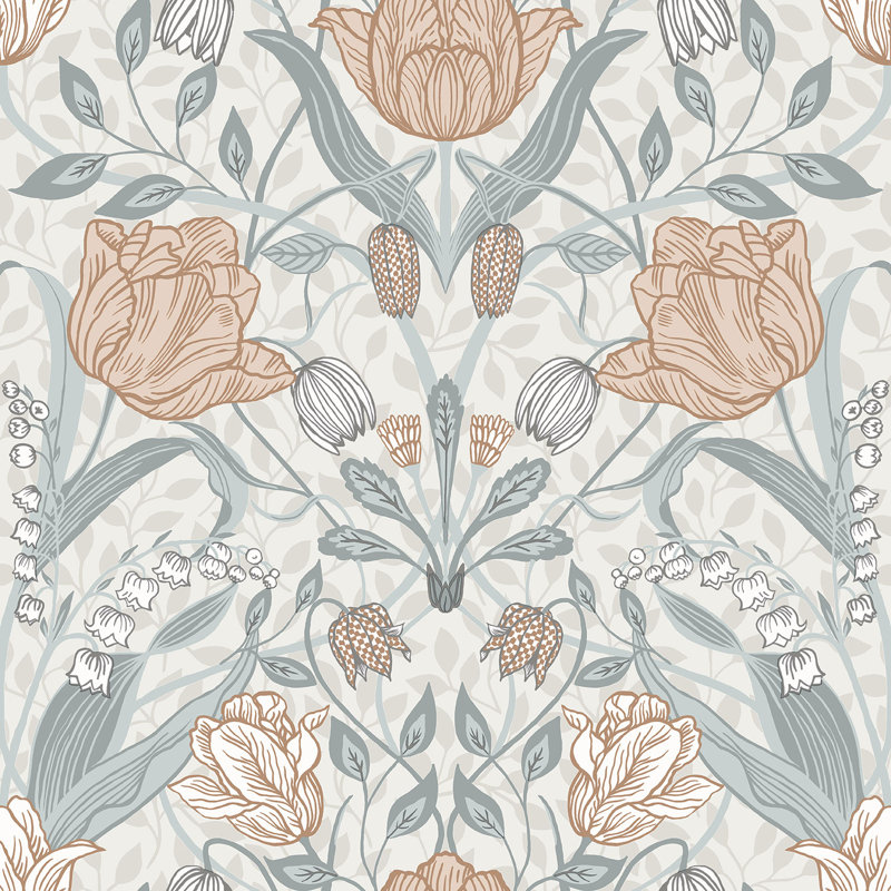 Bryanna 10.05m x 53cm Matte Wallpaper Roll, Grey
