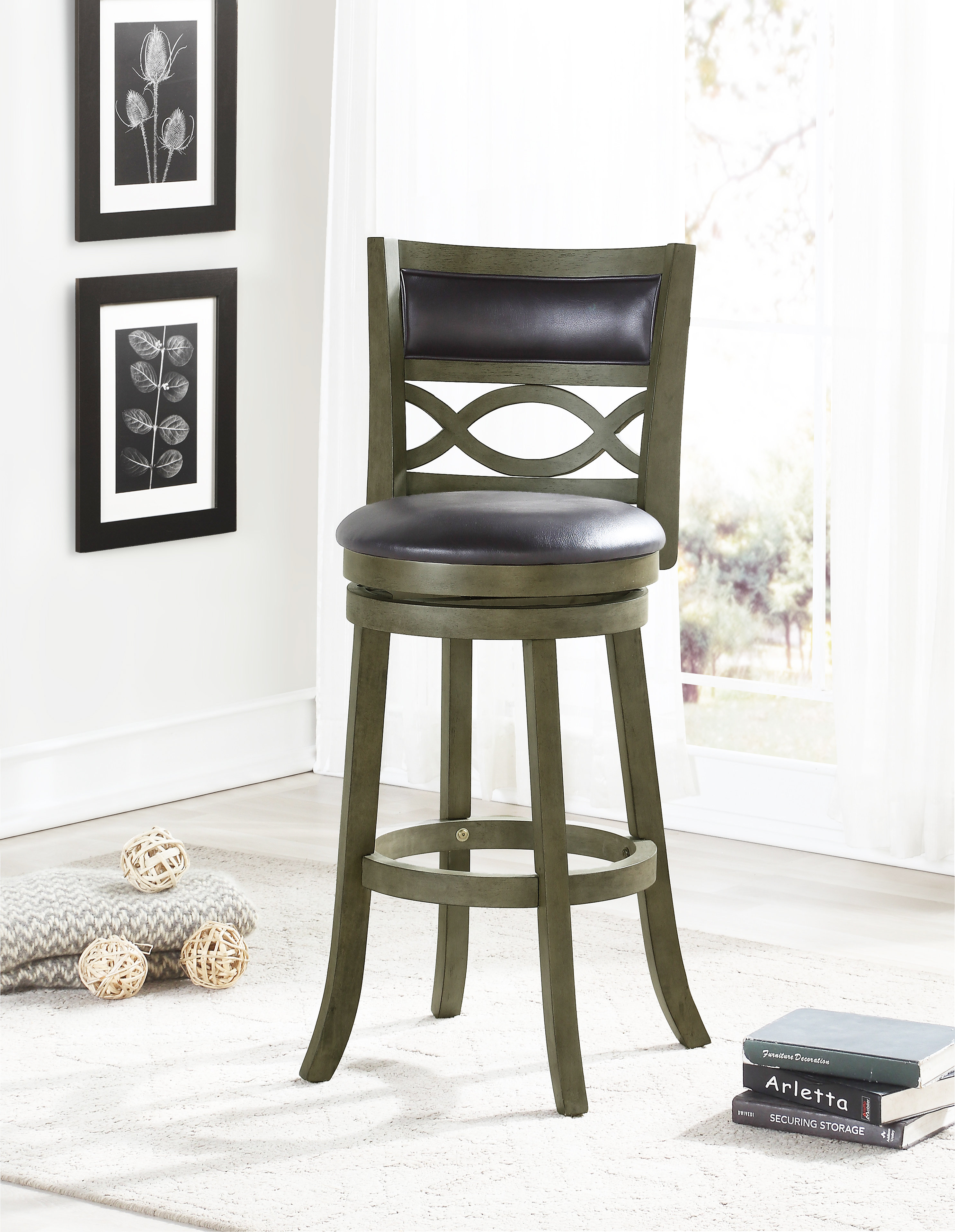 Canora Grey Kopasz Swivel Bar Counter Stool in Olive Gray