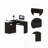 Mix L-Shaped Desk, Keyboard Tray, Two Drawers, Single Open Shelf -Black-1729615103