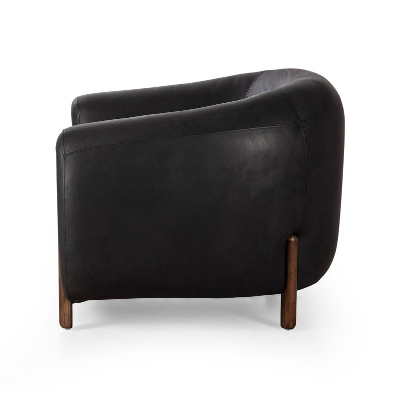Lyla Barrel Chair, Heirloom Black Leather