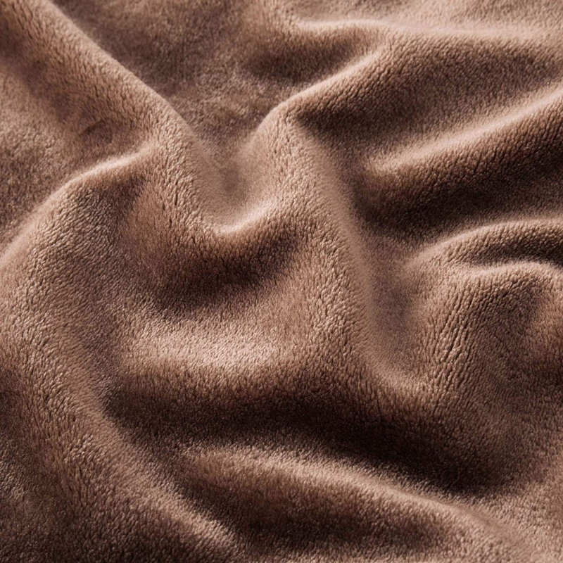 Zygi Reversible Mink Faux Plush Fur Fleece Throw/ Blanket, Coffee, 240 x 200cm