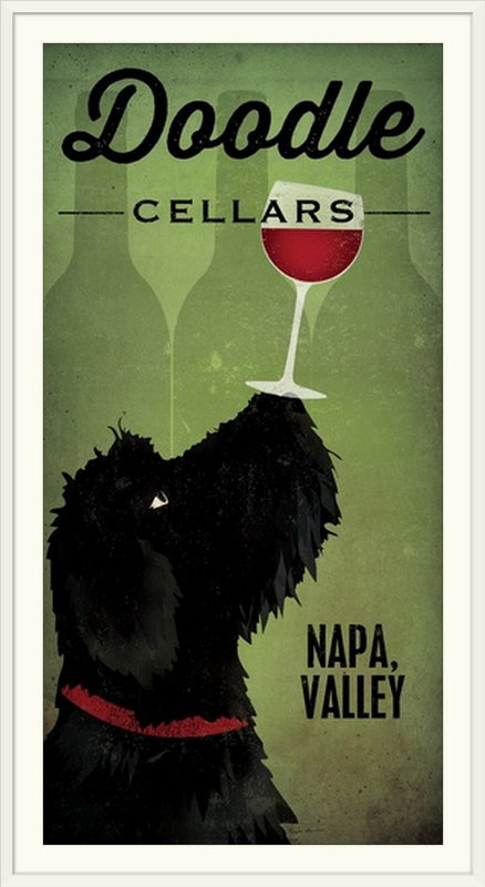 " Doodle Wine II Black Dog " by Ryan Fowler Great Big Canvas