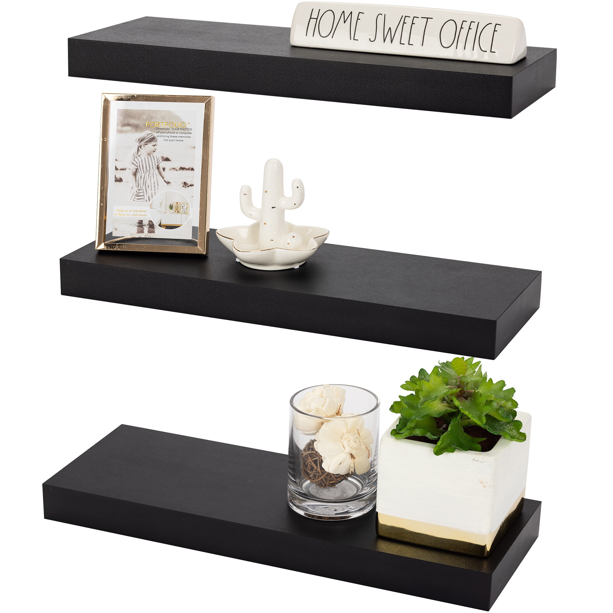 Floating Corner Shelves Set of 3, Wall Mounted Storage Shelf PVC with White  Finish for Bedroom, Living Room, Bathroom, Display Shelf for Small Plant