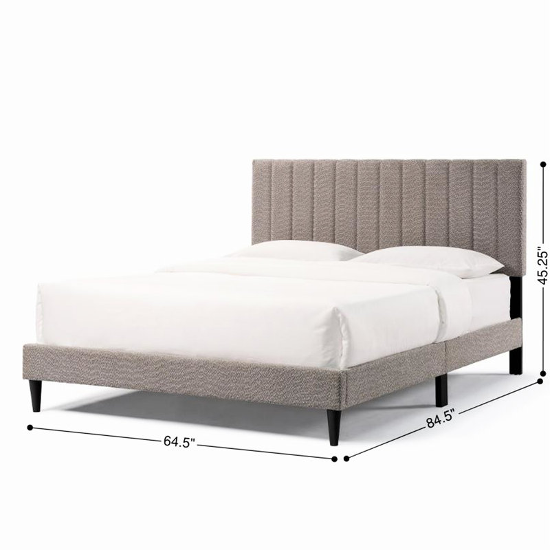 Élégant grand lit tapissier gris - Rehaussez le style luxueux et confortable de votre chambre à coucher avec style