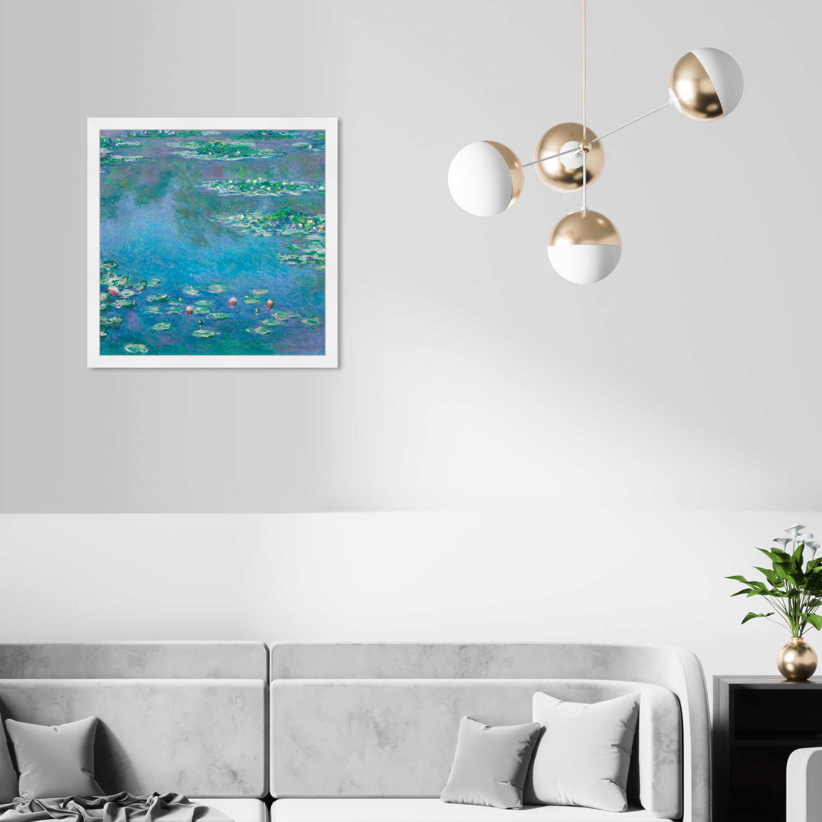 Classic Water Lilies in a Pond by Birch Lane™ - Picture Frame Print, White, 22" H x 22" W