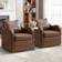 Orella 28.3" Wide Classic Vegan Faux Leather Swivel Arm Barrel Chair with Removable Pillow Backrest (Set of 2)