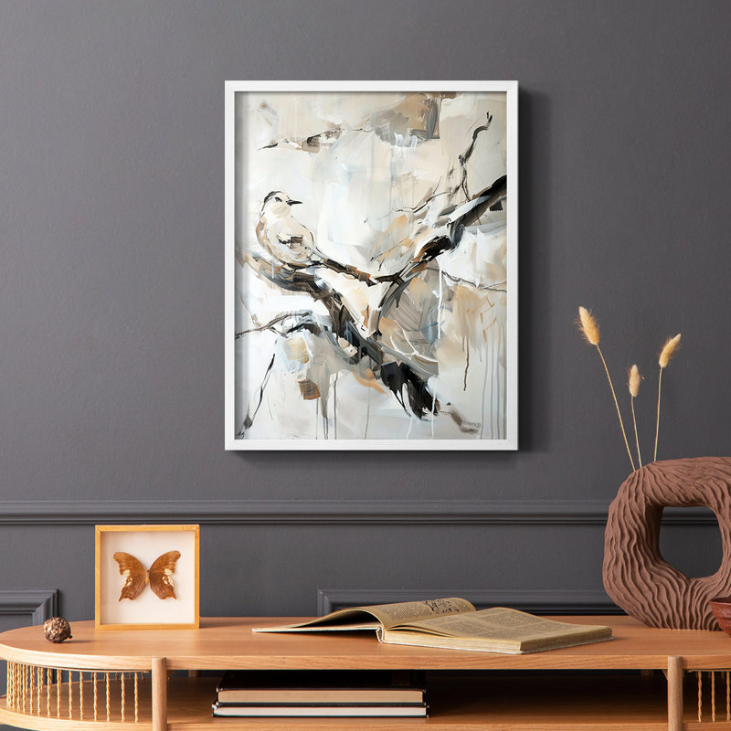 ANIMALS Series XLIX - reproduction encadrée de qualité supérieure - prête à être accrochée - aucun clou requis, Blanc / Blanc