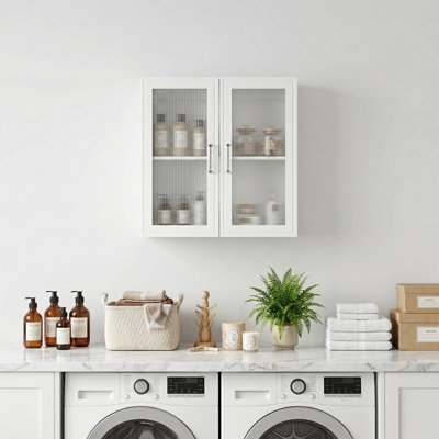 24'' Wall Mounted Storage Cabinets with Adjustable Shelf, Wall Cabinets for Laundry, Kitchen, Bathroom