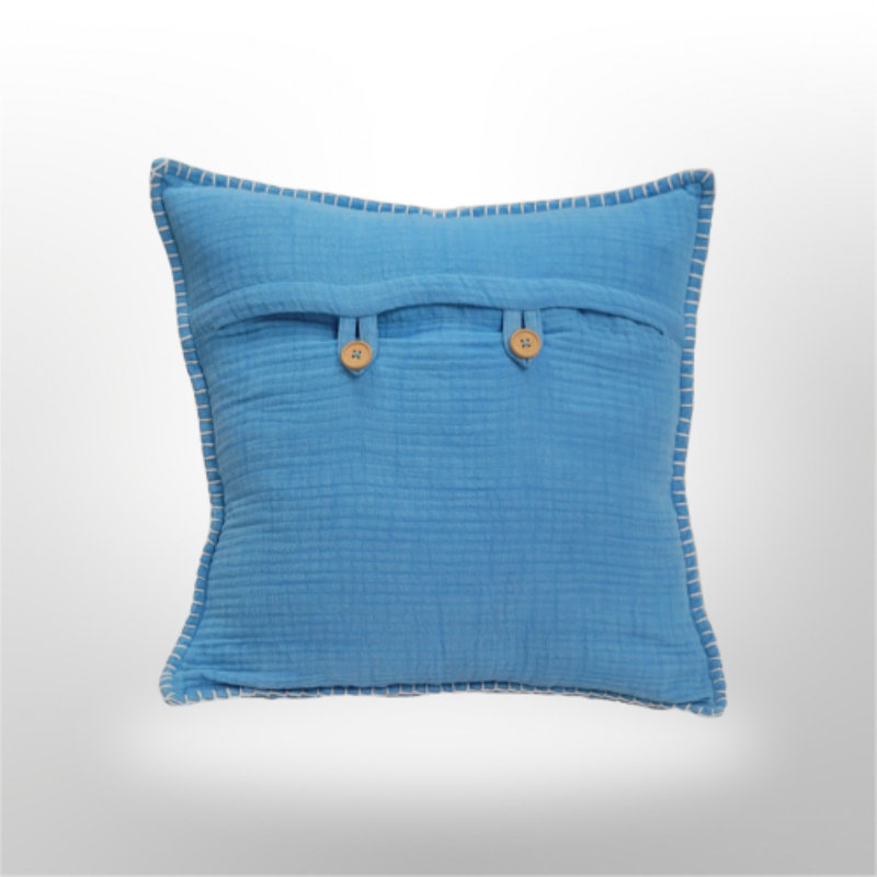 Oreiller en mousseline ls Denim Wash 14X20 avec surpiqûre - Viva Magenta, Bleu