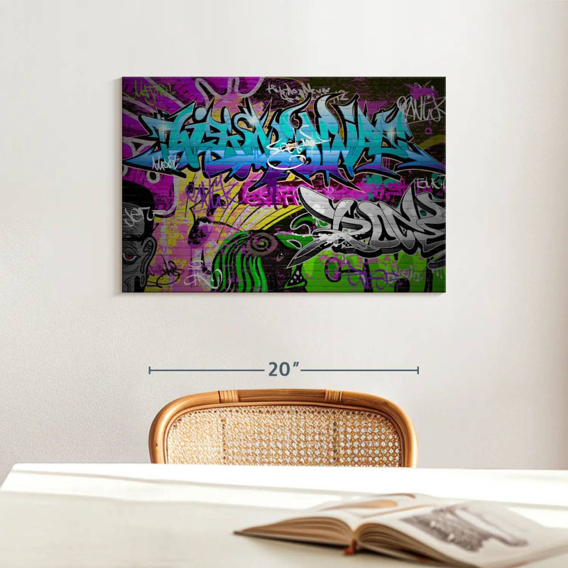 Underground Graffiti On Canvas Print, 16" H x 24" W x 1.25" D