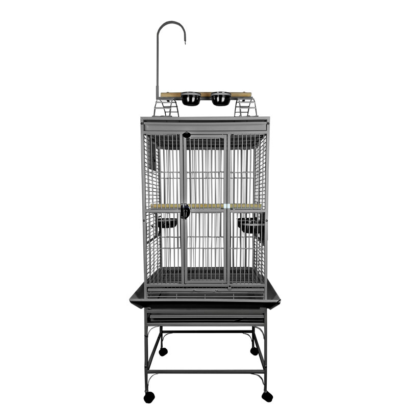 Cage à oiseaux moyenne avec plateau, 62" H x 24" W x 22" D, Platine