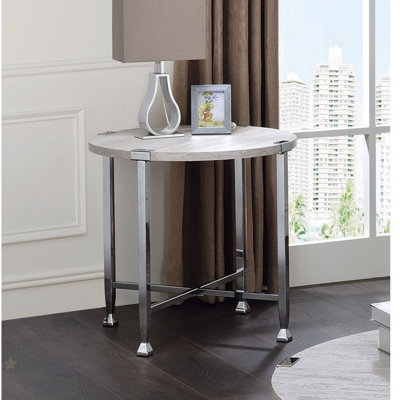 Table d'appoint contemporaine avec plateau en bois et finition en chêne blanc
