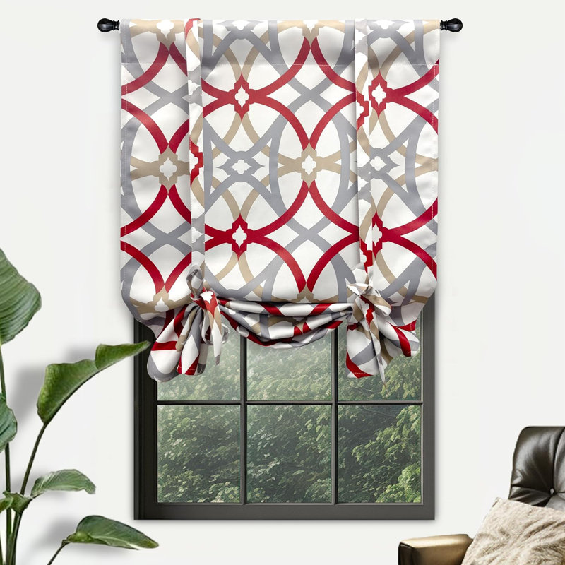 Halton Blackout Curtain Single Panel, 25" W x 47" L, Red/Gray