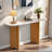 Narrow Console Table With Oval Marble Top, Curved Legs And Triangular-designed Base-623259611