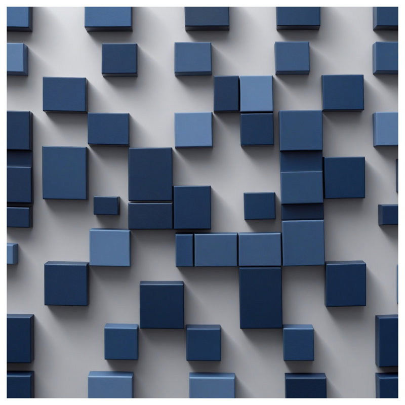 Coussins décoratifs Blue Cubes Arrangement, 14 x 14 inches
