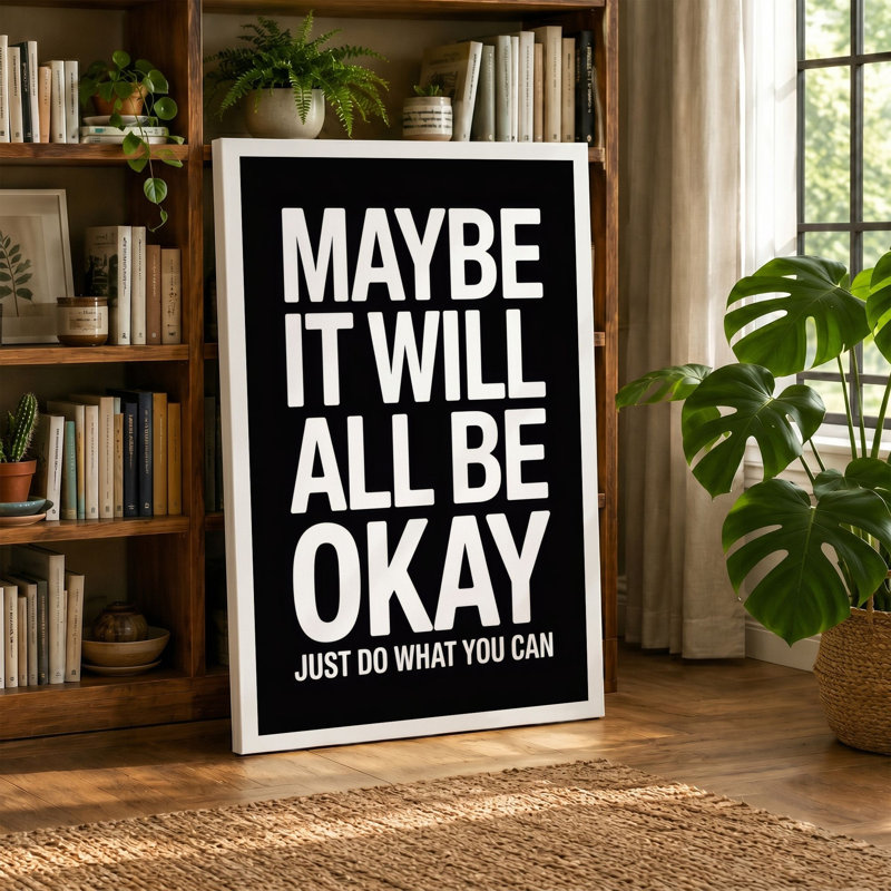 Just Do What You Can Typography - Wrapped Canvas, 30x20 - 76.2 x 50.8 cm, Teal Border