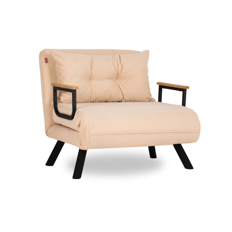Fauteuil futon de 23,6 po Taplin, 100 % polyester crème