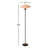 Roswell Torchiere Floor Lamp - Matte Black, Walnut, Washi Linen Shade, Black Marble Base, Dimmer Switch