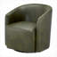 Fauteuil demi-tonneau pivotant à 360 degrés, petit siège d'appoint compact en similicuir vert riche-1939607074
