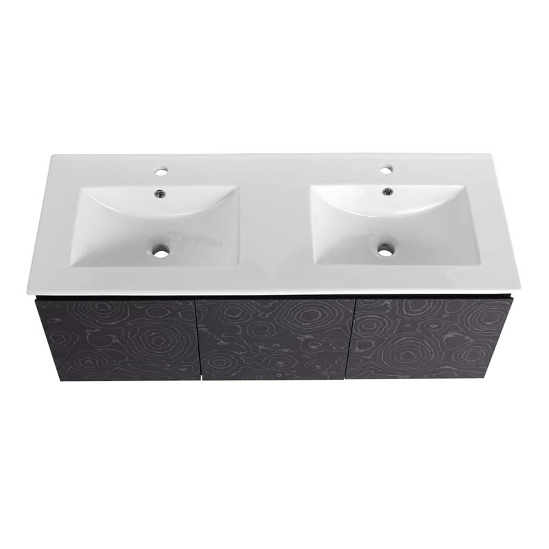 Meuble-lavabo double 47,6 po avec plateau en céramique Ratni