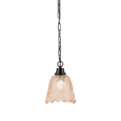 Pinedale Hung Pendant Shown In Matte Black Finish With 7" Amber Lava Glass