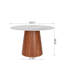 Petite table de salle à manger ronde sur pied en bois massif de 43 po pour 2 à 4 personnes - blanc gris-89205028-89205035-89205039