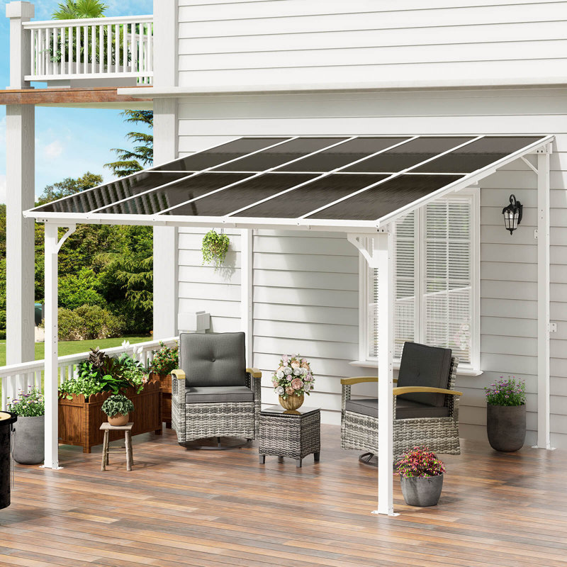 10' x 10' White Aluminum and Polycarbonate Solar Gazebo