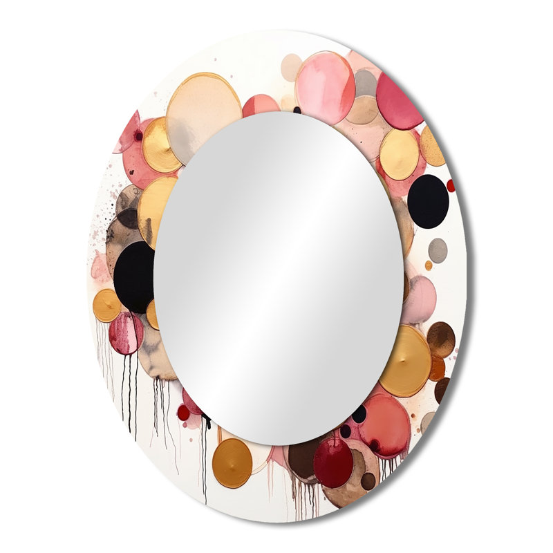 Afternoon Dreams Boho Chic Vintage Pink Gold - Large Oval Wall Mirror On Metal, 43" x 33"