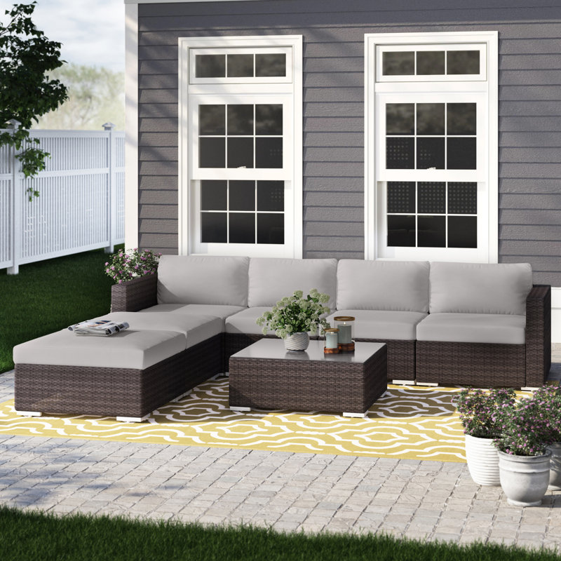 5 - Person Patio Conversation Set with Cushions, Grey