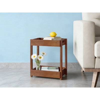 2-Tier Corner Shower Caddy, Solid Acacia Wood Freestanding Bathroom Shelf