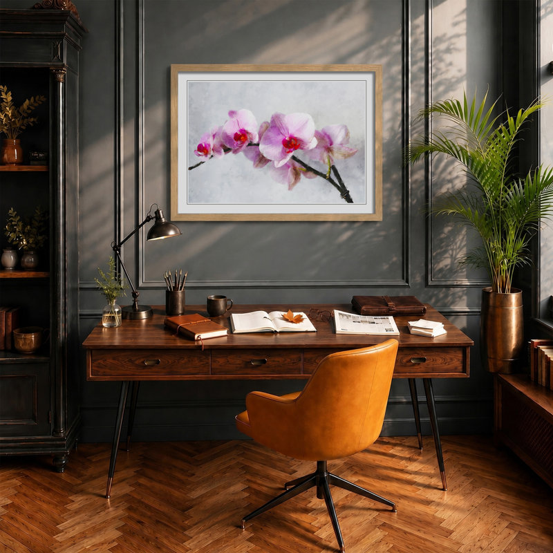 Orchid Flowers Vol.5 - Framed Print, 27cm H x 36cm W x 2cm D, Oak Framed