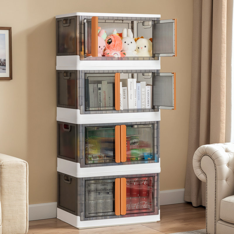 Collapsible Storage Bins With Lids, Stackable Storage Bins With Doors And Wheels