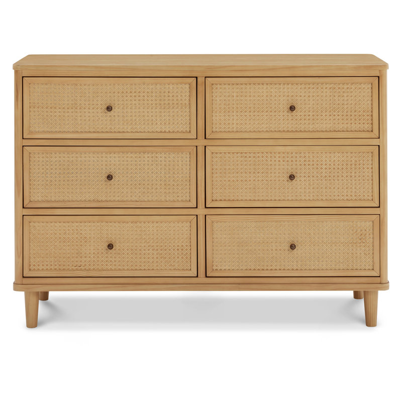 Marin with Cane 6 Drawer Dresser, Honey/ Honey Cane