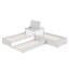 Lit gigogne simple en L en bois massif avec bureau rabattable, blanc-1411649086